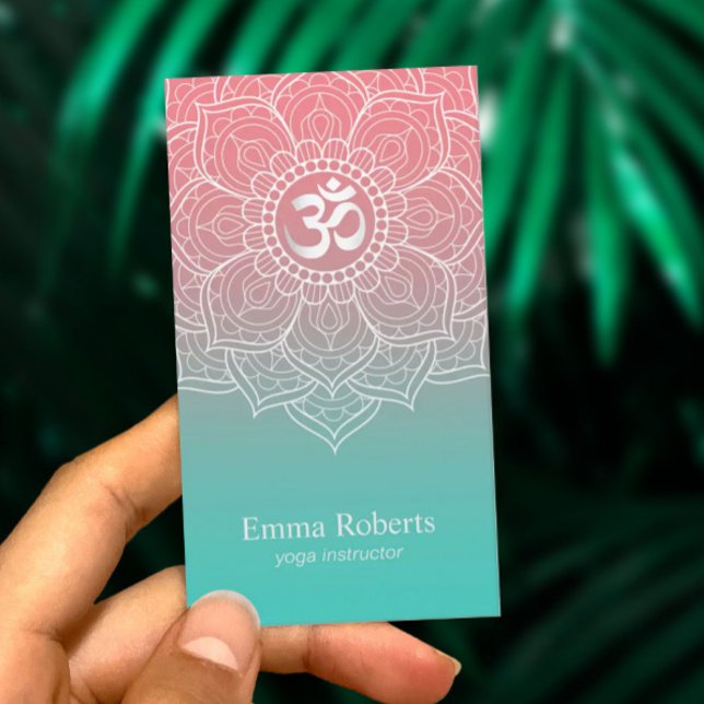 Yoga Instructor Elegant Lotus Mandala Namaste Business Card (Creator Uploaded)