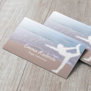 Yoga Instructor Elegant Morning Beach Business Card