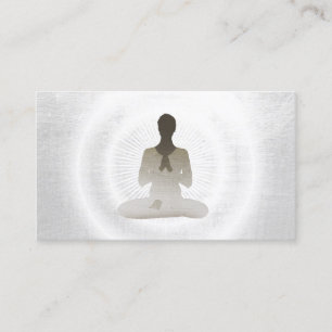 Yoga Instructor Elegant Silver Meditation Business Card