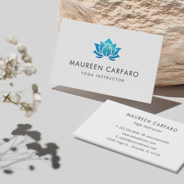 Yoga Instructor Elegant Simple Lotus Business Card (Creator Uploaded)