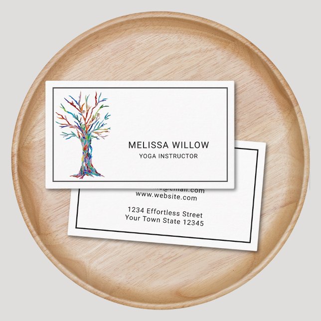 Yoga Instructor Elegant Tree Business Card (Creator Uploaded)