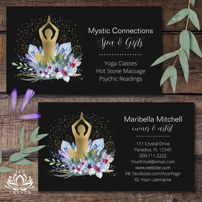 Yoga Instructor Energy Healer Crystals Reiki Spa Business Card (Creator Uploaded)