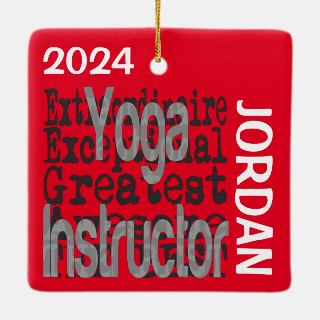 Yoga Instructor Extraordinaire CUSTOM Ceramic Ornament (Back)