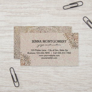 Yoga Instructor Faux Glitter Boho Gold Mandala Business Card