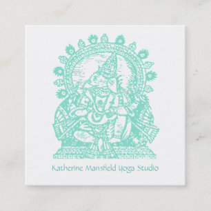 Yoga Instructor Ganesh Sitting Figure Square Business Card