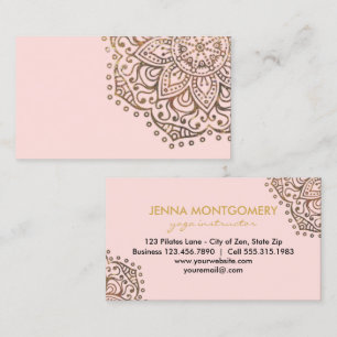 Yoga Instructor Gold Abstract Floral Mandala Business Card
