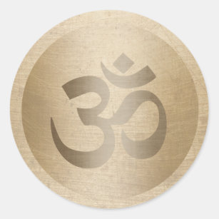 Yoga Instructor Gold Circle Om Symbol Classic Round Sticker