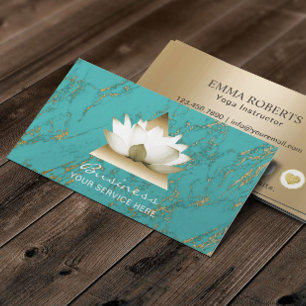 Yoga Instructor Gold Lotus Turquoise Loyalty Card