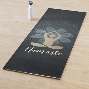 Yoga Instructor Gold Meditation Pose Mandala Sign Yoga Mat