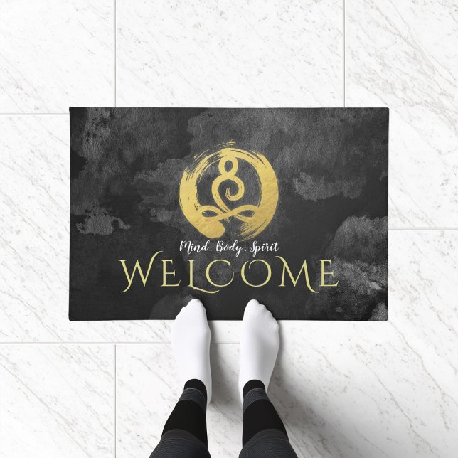 Yoga Instructor Gold Meditation Posture Zen Symbol Doormat (Creator Uploaded)