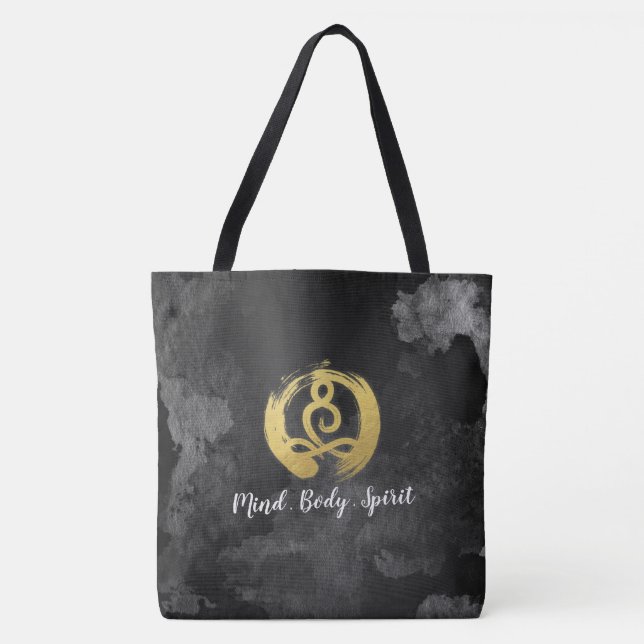 Yoga Instructor Gold Meditation Posture Zen Symbol Tote Bag (Front)