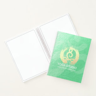 Yoga Instructor Green Gold Meditation Pose ZEN OM Notebook