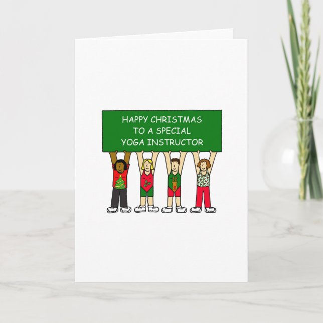 Yoga Instructor Happy Christmas Holiday Card (Front)