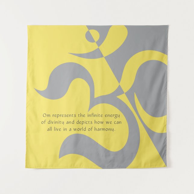Yoga Instructor Illuminating Yellow Grey OM Quotes Tapestry (Front)