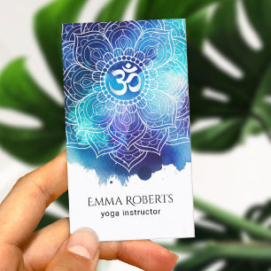 Yoga Instructor Indigo Watercolor Mandala Namaste Business Card