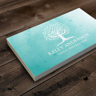 Yoga Instructor Life Coach Vintage Tree Watercolor Business Card