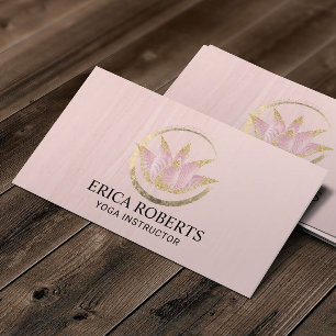 Yoga Instructor Lotus Flower Gold Reiki Zen Circle Business Card