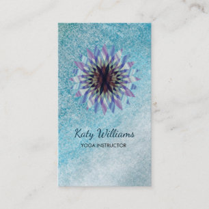 Yoga Instructor Lotus Flower Watercolor Healing Business Card