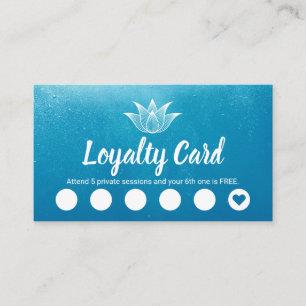Yoga Instructor Lotus Logo Aqua Blue Loyalty Punch Card