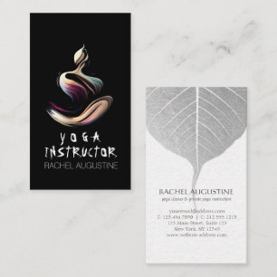 Yoga Instructor Lotus Meditation Pose Brushstrokes Business Card