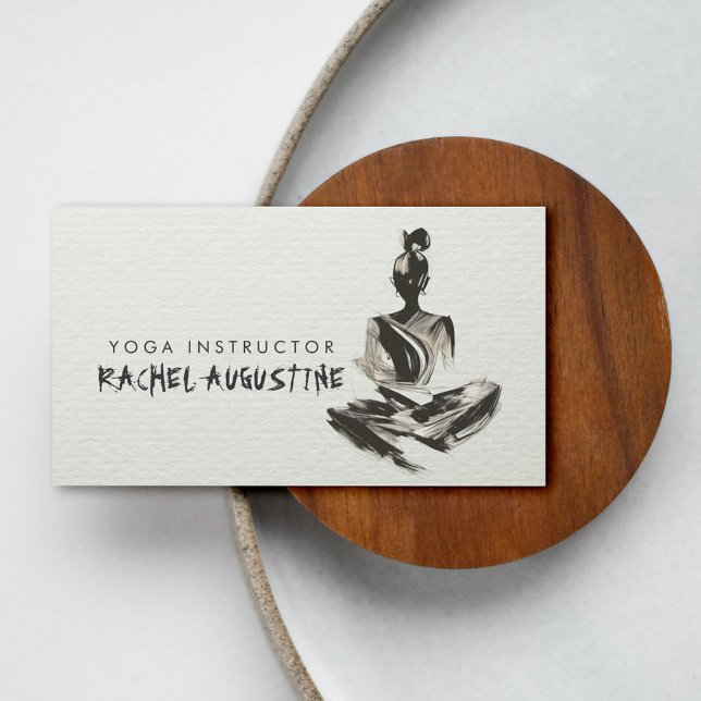 Yoga Instructor Lotus Meditation Pose Brushstrokes Business Card (Creator Uploaded)