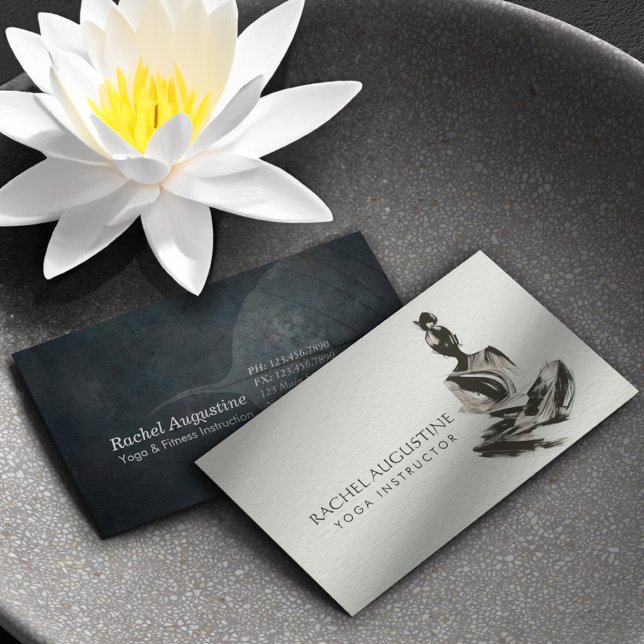 Yoga Instructor Lotus Meditation Pose Brushstrokes Business Card (Creator Uploaded)