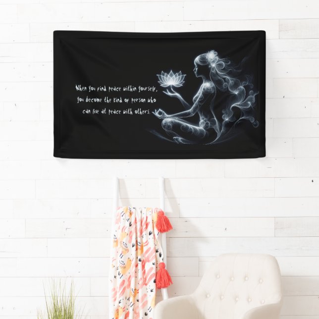 Yoga Instructor Lotus Meditation Pose Glowing Mist Banner (Insitu)
