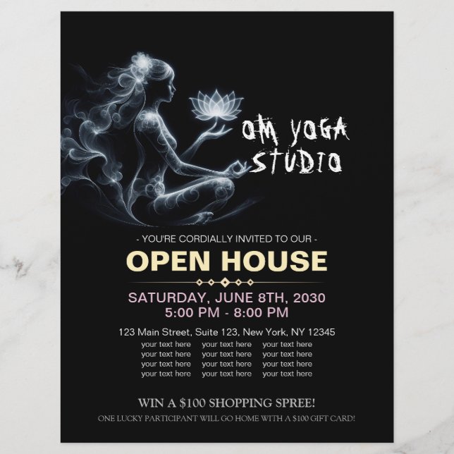 Yoga Instructor Lotus Meditation Pose Glowing Mist Flyer (Front)