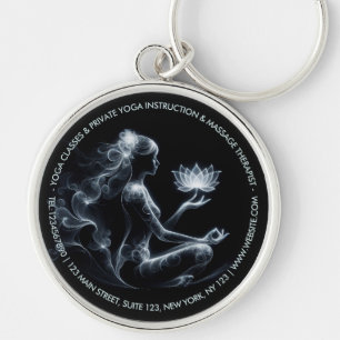 Yoga Instructor Lotus Meditation Pose Glowing Mist Key Ring