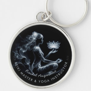 Yoga Instructor Lotus Meditation Pose Glowing Mist Key Ring