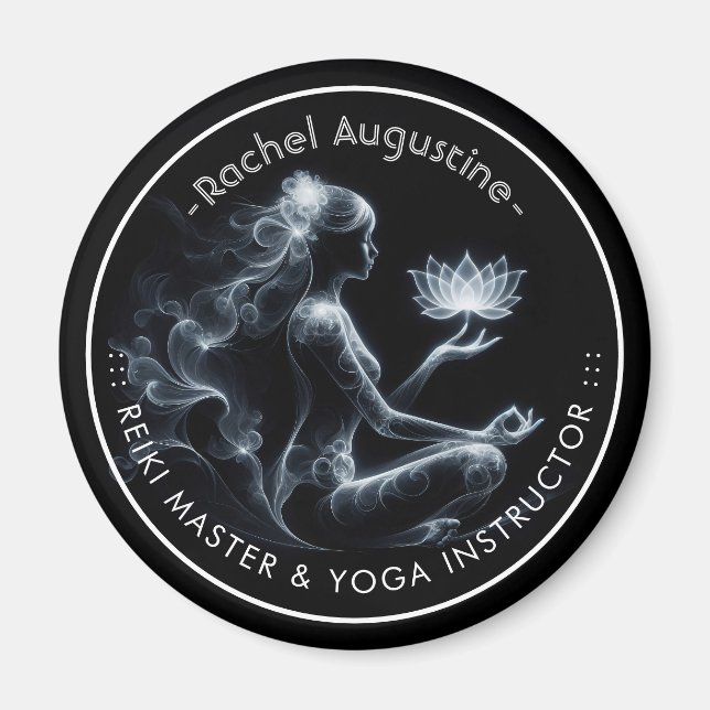 Yoga Instructor Lotus Meditation Pose Glowing Mist Magnet (Front)