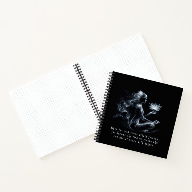 Yoga Instructor Lotus Meditation Pose Glowing Mist Notebook (Inside)