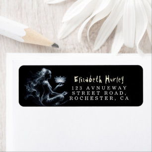 Yoga Instructor Lotus Meditation Pose Glowing Mist Return Address Label