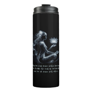 Yoga Instructor Lotus Meditation Pose Glowing Mist Thermal Tumbler