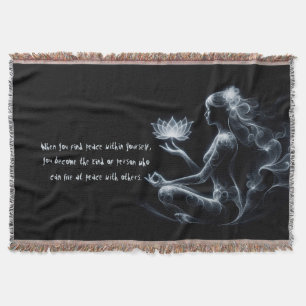 Yoga Instructor Lotus Meditation Pose Glowing Mist Throw Blanket