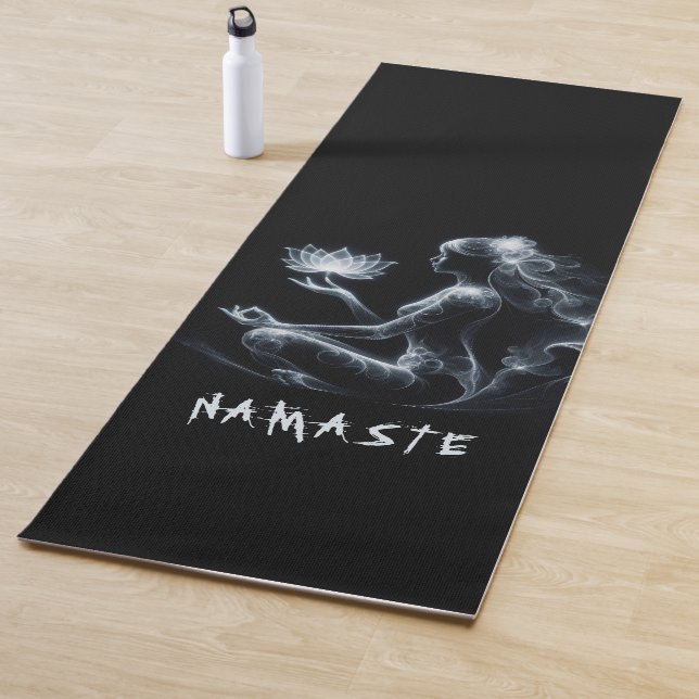 Yoga Instructor Lotus Meditation Pose Glowing Mist Yoga Mat (In Situ)