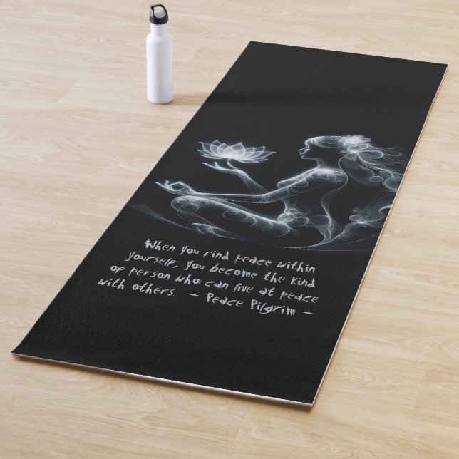 Yoga Instructor Lotus Meditation Pose Glowing Mist Yoga Mat (In Situ)