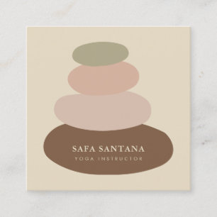 Yoga Instructor Massage Zen Stones Rustic  Square Business Card