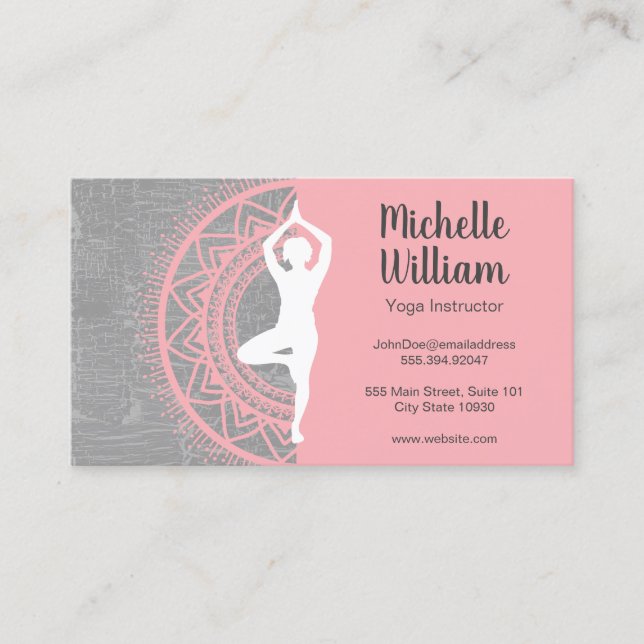 Yoga Instructor | Mediation | Mandala Pattern Business Card (Front)