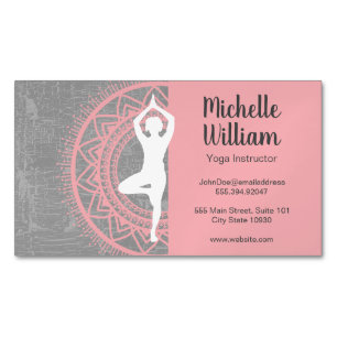 Yoga Instructor Mediation Mandala Pattern Magnetic Business Card