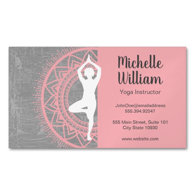 Yoga Instructor | Mediation | Mandala Pattern Magnetic Business Card (Front)