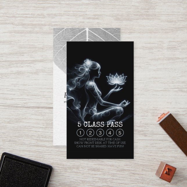 Yoga Instructor Meditation Lotus Pose 5 Class Pass Loyalty Card (Front/Back In Situ)
