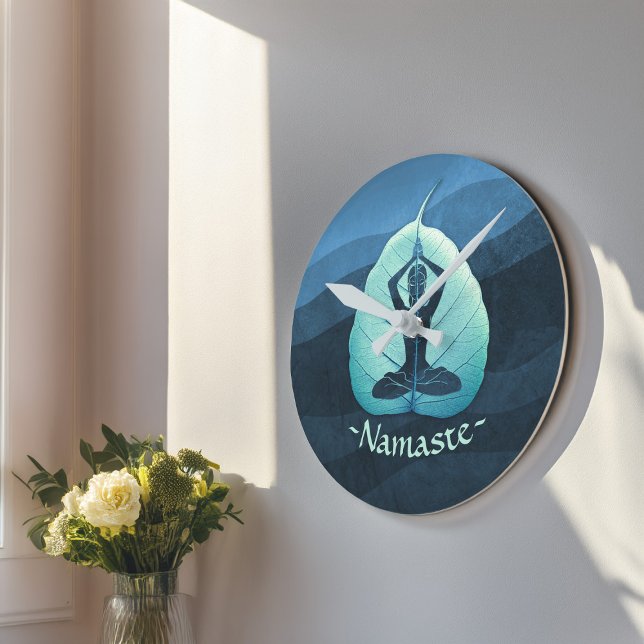 YOGA Instructor Meditation Pose Bodhi Leaf Cut Art Round Clock (Creator Uploaded)