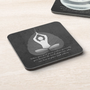 Yoga Instructor Meditation Pose Bodhi Leaf Quotes Coaster