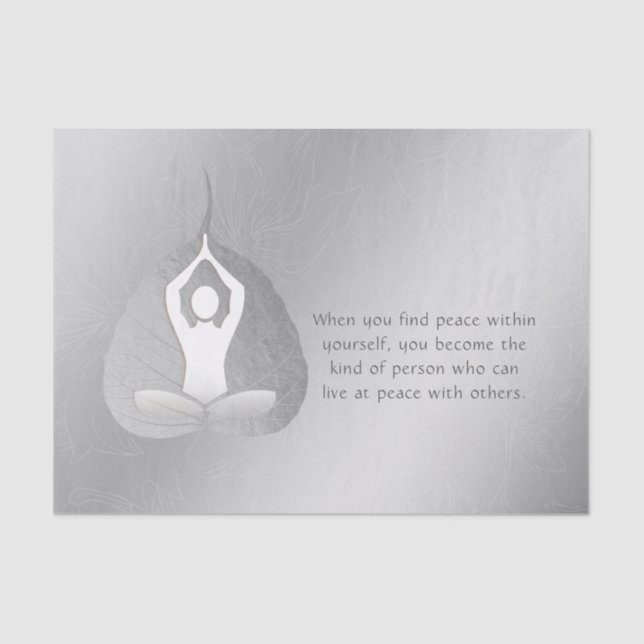 Yoga Instructor Meditation Pose Bodhi Leaf Quotes  Tissue Paper (Front)