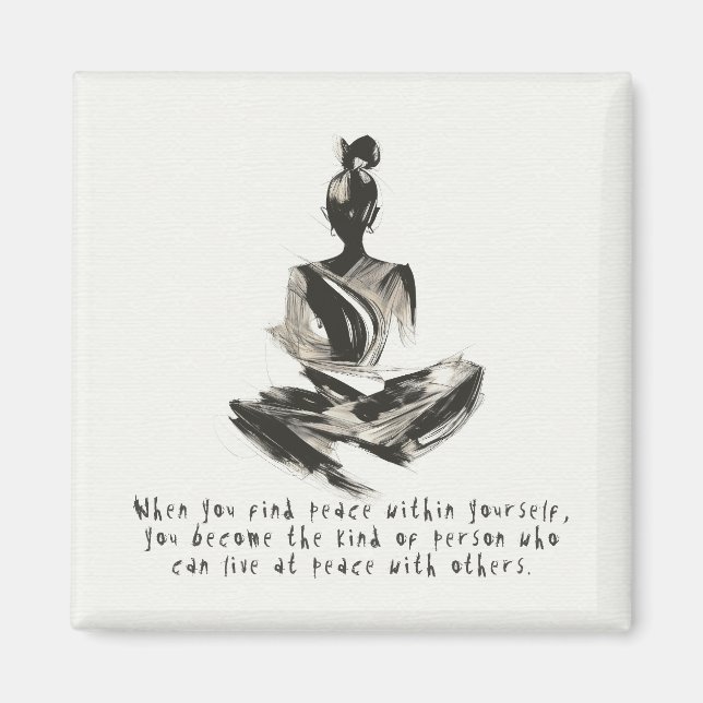 Yoga Instructor Meditation Pose Brush Stroke Quote Magnet (Front)