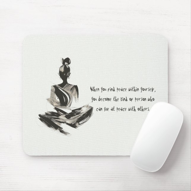 Yoga Instructor Meditation Pose Brush Stroke Quote Mouse Pad (With Mouse)