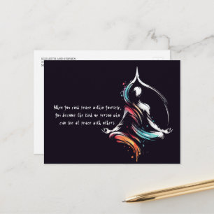 Yoga Instructor Meditation Pose Brush Stroke Quote Postcard