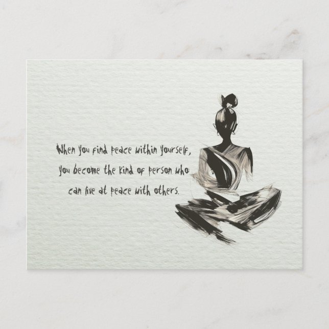 Yoga Instructor Meditation Pose Brush Stroke Quote Postcard (Front)