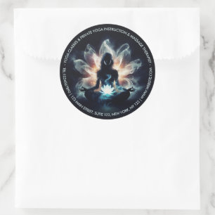 Yoga Instructor Meditation Pose Glowing Mist Lotus Classic Round Sticker
